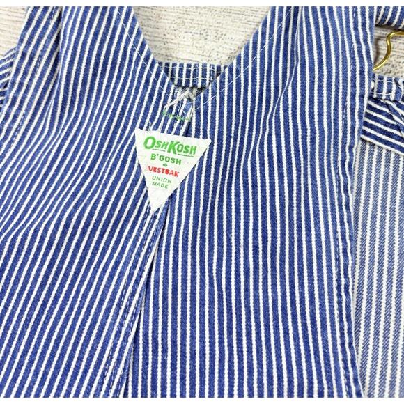 Vintage USA Union Made OshKosh Bgosh Men Overalls Striped Railroad Vestbak 38x32 - Picture 6 of 8